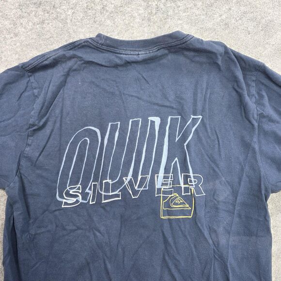 Quiksilver Shirt Mens Medium Blue Graphic Surf Skate Tee Short‎ Sleeve - Picture 11 of 13